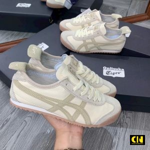 Giay Onitsuka Tiger Mexico 66 Trang Kem Nau Xanh Reu Giày Onitsuka Tiger Mexico 66 Trắng Kem Nâu Xanh Rêu