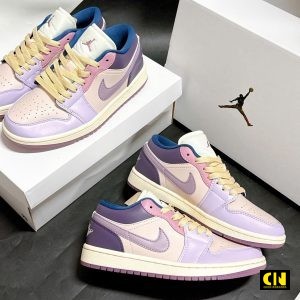 Giay Sneaker Jordan 1 Low Ban Da Xin Mau Tim Hong Pastel Giày Sneaker Jordan 1 Low Bản Da Xịn Màu Tím Hồng Pastel