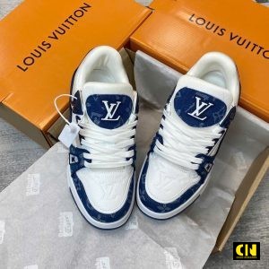 Giay Sneaker Lv Trainer Denim Monogram Blue Giày Sneaker LV Trainer Denim Monogram Blue