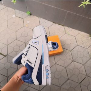 Giay Sneaker Lv Trainer Trang Phoi Xanh Giày Sneaker LV Trainer Trắng Phối Xanh