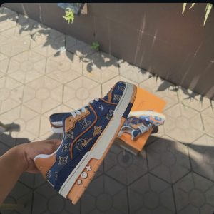 Giay Sneaker Louis Vuitton Lv Trainer Denim Brown Giày Sneaker Louis Vuitton LV Trainer Denim Brown