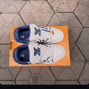 Giay Sneaker Louis Vuitton Lv Trainer Trang Xanh Duong Giày Sneaker Louis Vuitton LV Trainer Trắng Xanh Dương
