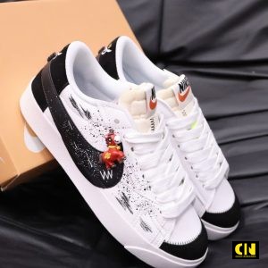 Giay Sneaker Nike Blazer Low 77 Paint Splatter Trang Den Hoa Tiet Giày Sneaker Nike Blazer Low 77 Paint Splatter Trắng Đen Họa Tiết