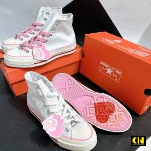 Giay Sneaker Nu Converse Chuck 70 Hong Trang Fullbox Giày Sneaker Nữ Converse Chuck 70 Hồng Trắng Fullbox