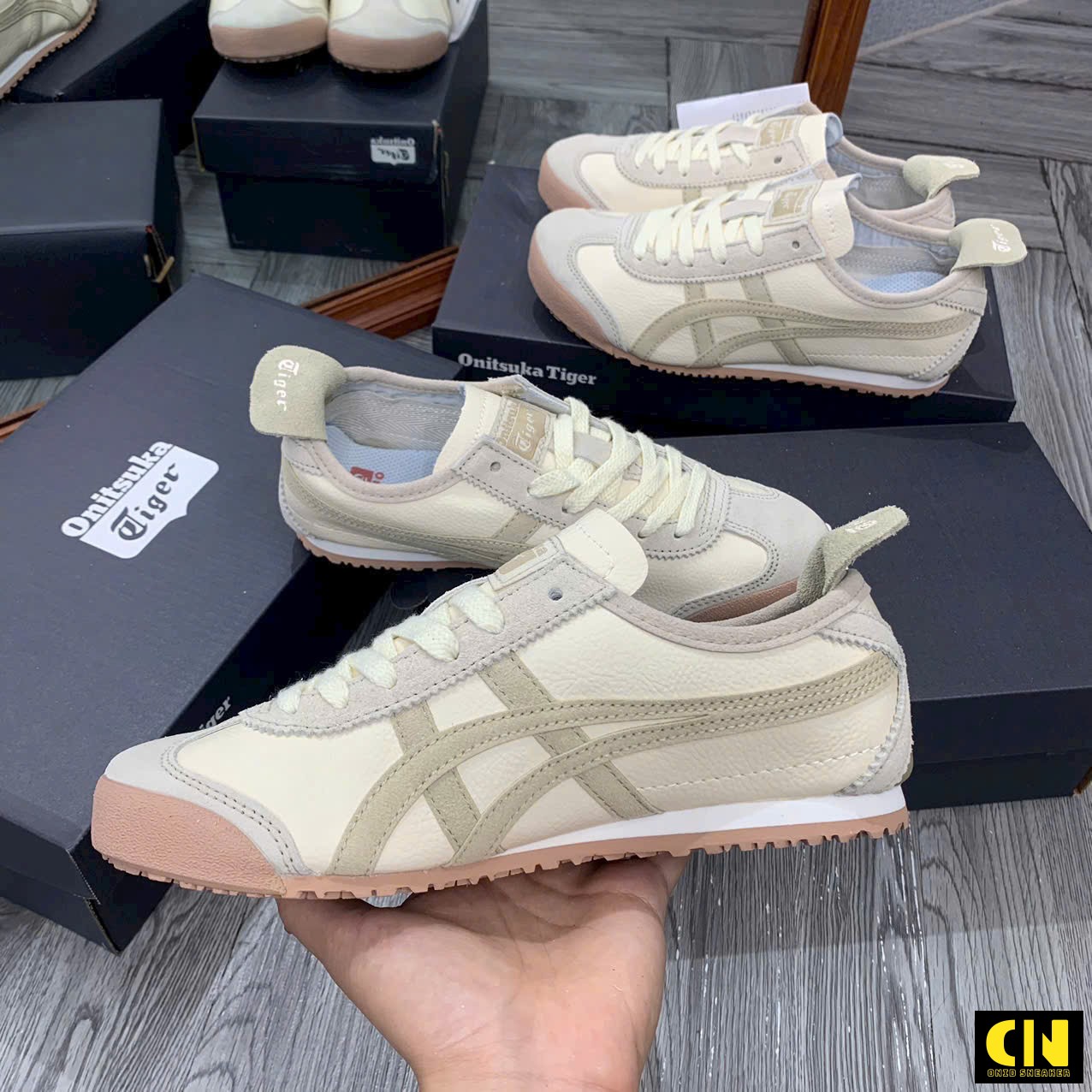 Giày Sneaker Onitsuka Tiger Mexico 66 Beige Đế Nâu Giày Sneaker Onitsuka Tiger Mexico 66 Beige Đế Nâu