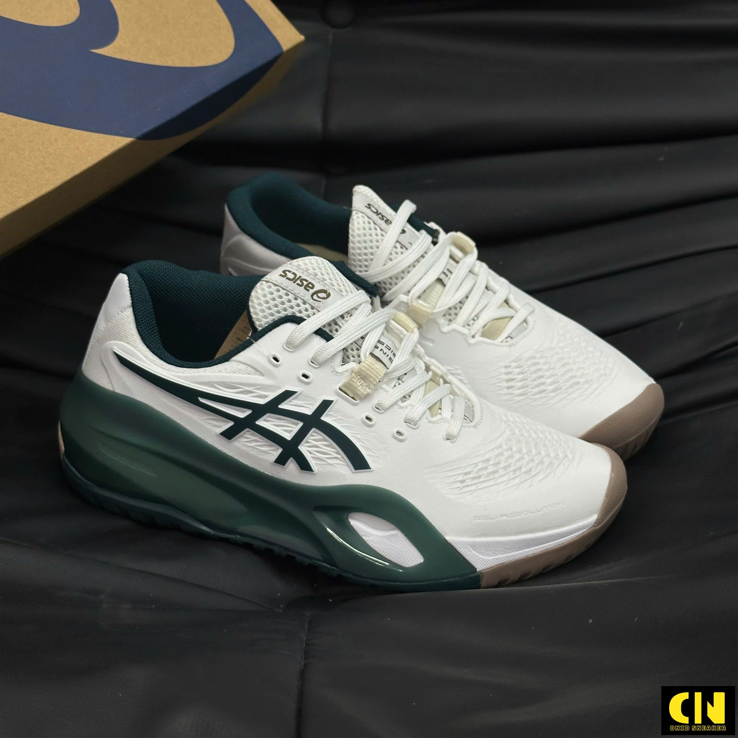 Giày Tennis Asics Gel-Resolution X Trắng Xanh Rêu Giày Tennis Asics Gel-Resolution X Trắng Xanh Rêu