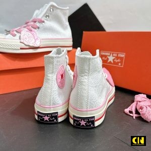 Giay The Thao Converse Chuck 70 Trang Gam Hoa Hong Giày Thể Thao Converse Chuck 70 Trắng Gấm Hoa Hồng