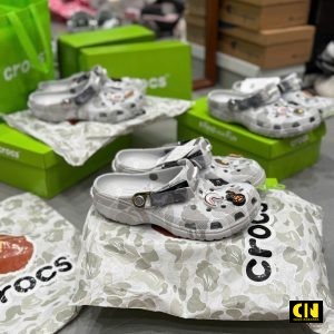 Dép Crocs Classic Clog Bape Grey Camo Xám