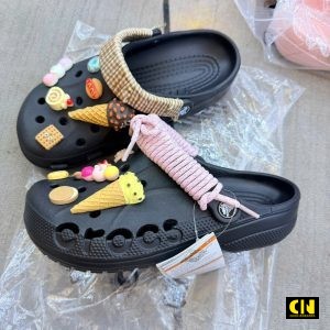 Dep Suc Crocs Baya Black Ice Cream Full Box Dép Sục Crocs Baya Black Ice Cream Full Box