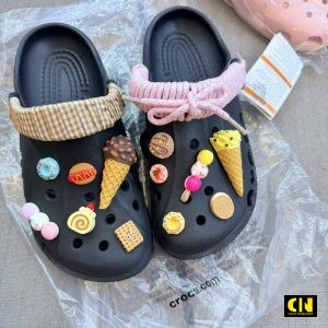 Dep Suc Crocs Baya Clog Den Day Hong Dép Sục Crocs Baya Clog Đen Dây Hồng