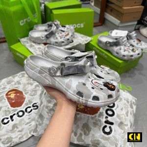 Dep Suc Nu Nam Crocs Classic Clog Bape Grey Camo Dép Sục Nữ Nam Crocs Classic Clog Bape Grey Camo