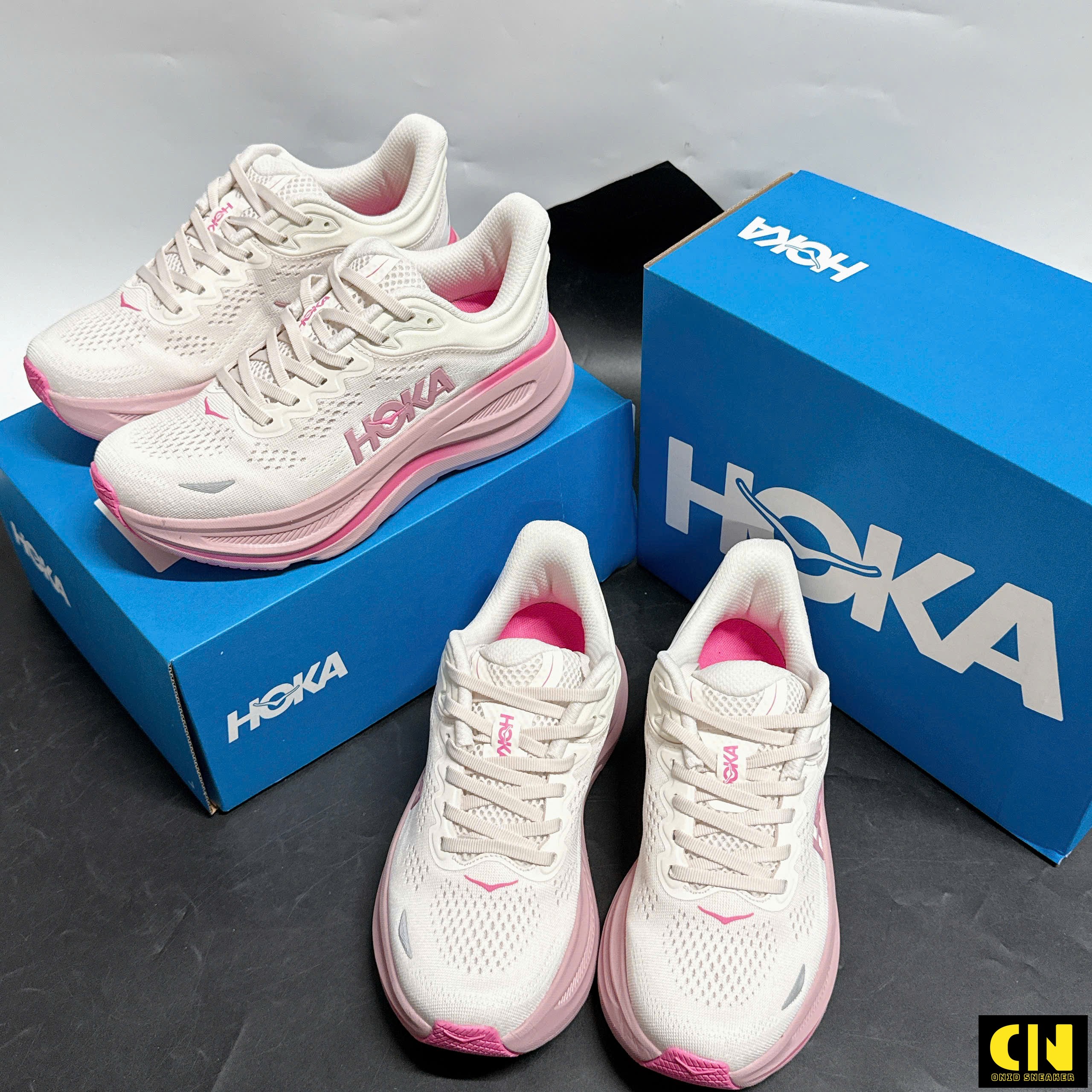 Giày Chạy Bộ Hoka Clifton 10 Trắng Hồng Full Box Giày Chạy Bộ Hoka Clifton 10 Trắng Hồng Full Box