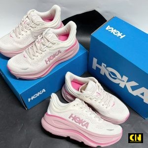 Giay Chay Bo Nu Hoka Bondi 9 Mau Trang Hong Giày Chạy Bộ Nữ Hoka Bondi 9 Màu Trắng Hồng
