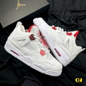 Giay Jordan 4 Co Lung Mau Trang Do Giày Jordan 4 Cổ Lửng Màu Trắng Đỏ