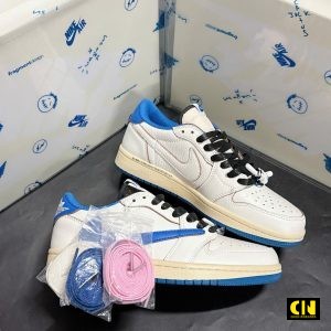 Giay Nike Air Jordan 1 Low Travis Scott Fragment Full Box Day Xanh Hong Giày Nike Air Jordan 1 Low Travis Scott Fragment Full Box Dây Xanh Hồng