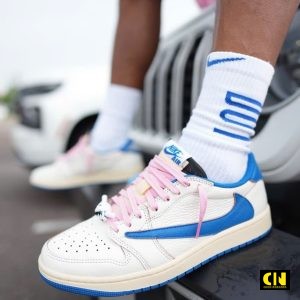 Giay Nike Air Jordan 1 Travis Scott Sail Military Blue Giày Nike Air Jordan 1 Travis Scott Sail Military Blue