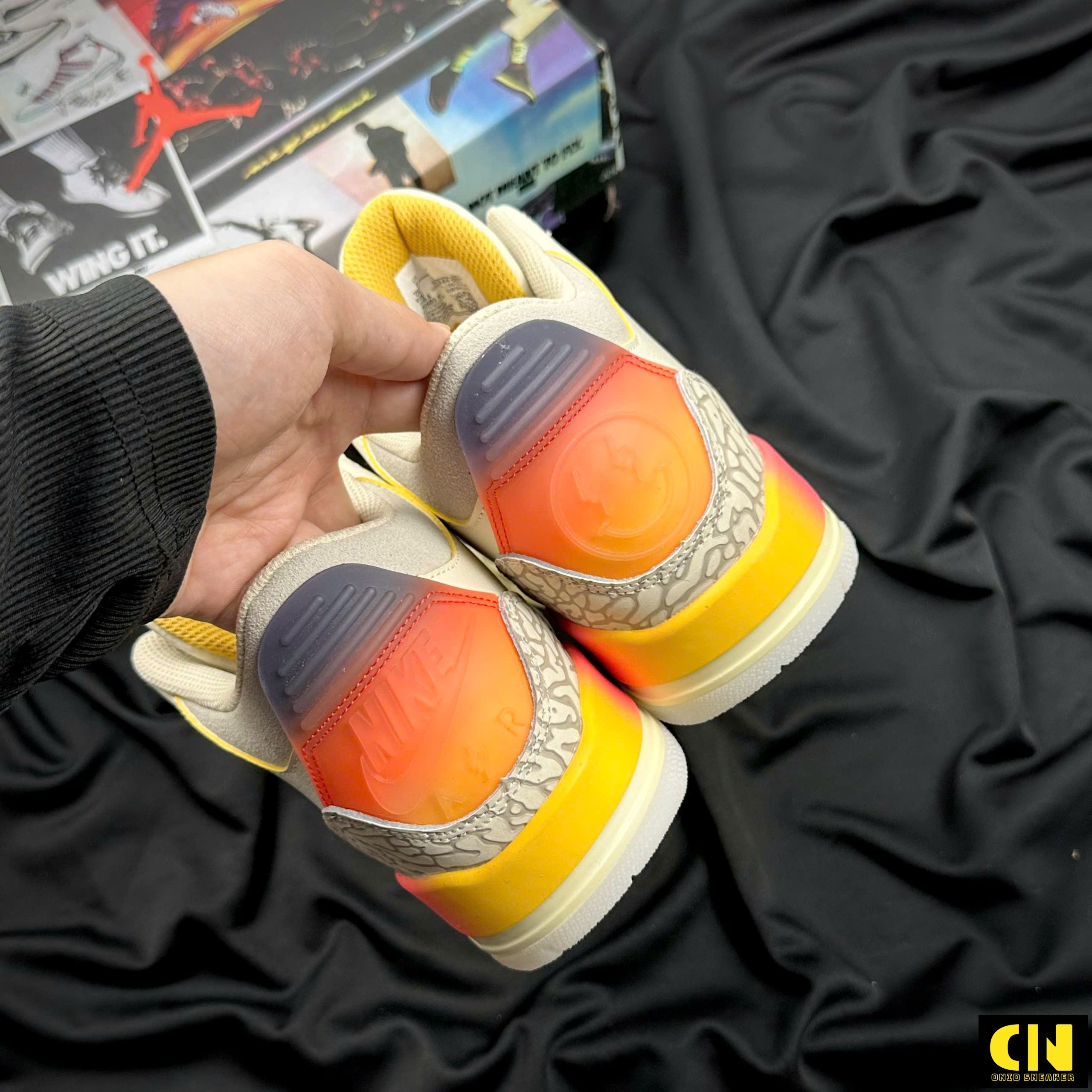 Giày Nike Air Jordan 3 Sp Sunset Giày Nike Air Jordan 3 Kem Vàng Cam
