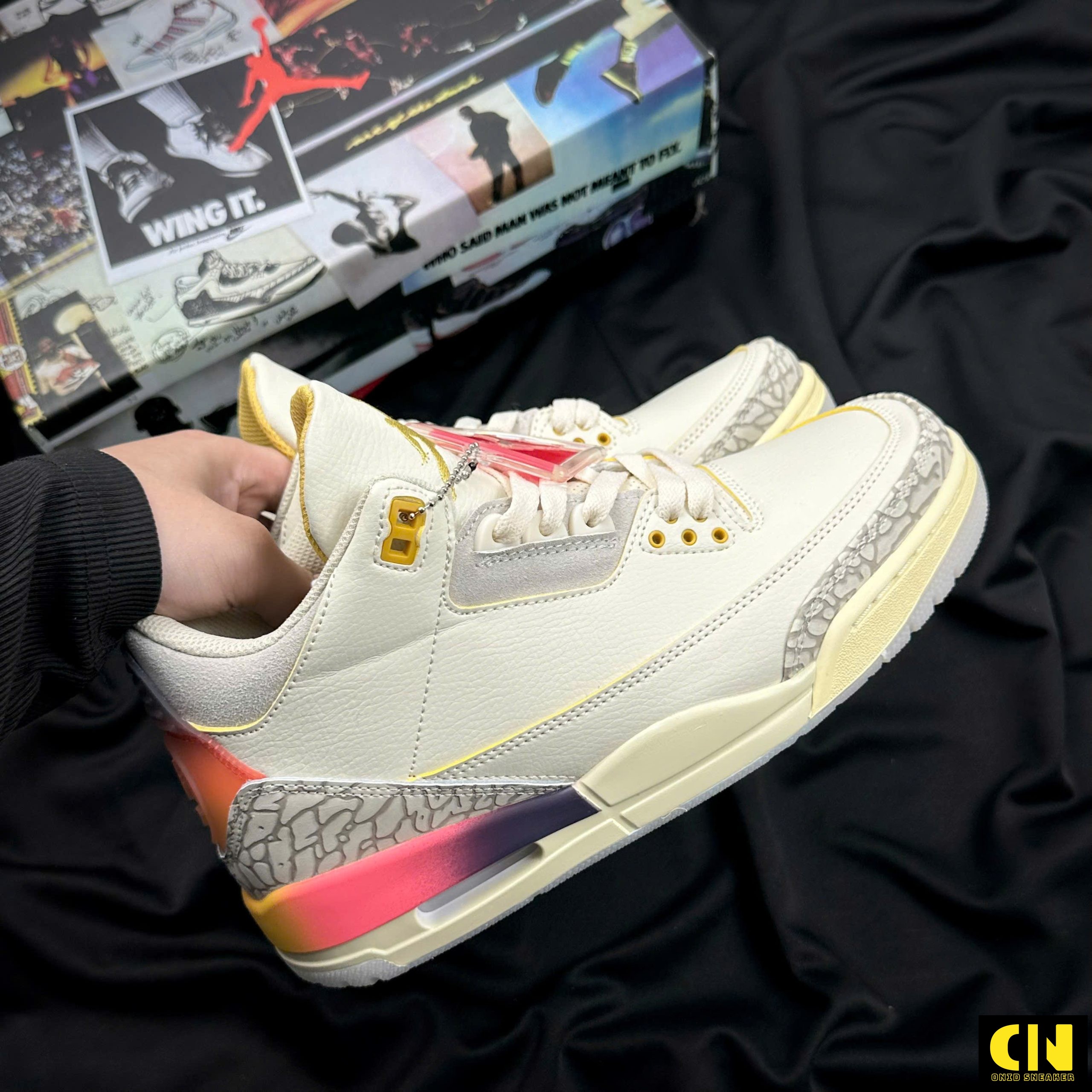 Giày Nike Air Jordan 3 Retro Sp Sunset Trắng Kem Vàng Cam Giày Nike Air Jordan 3 Retro SP Sunset Trắng Kem Vàng Cam