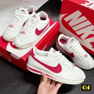 Giay Nike Cortez Co Thap Mau Trang Do Dau Giày Nike Cortez Cổ Thấp Màu Trắng Đỏ Dâu