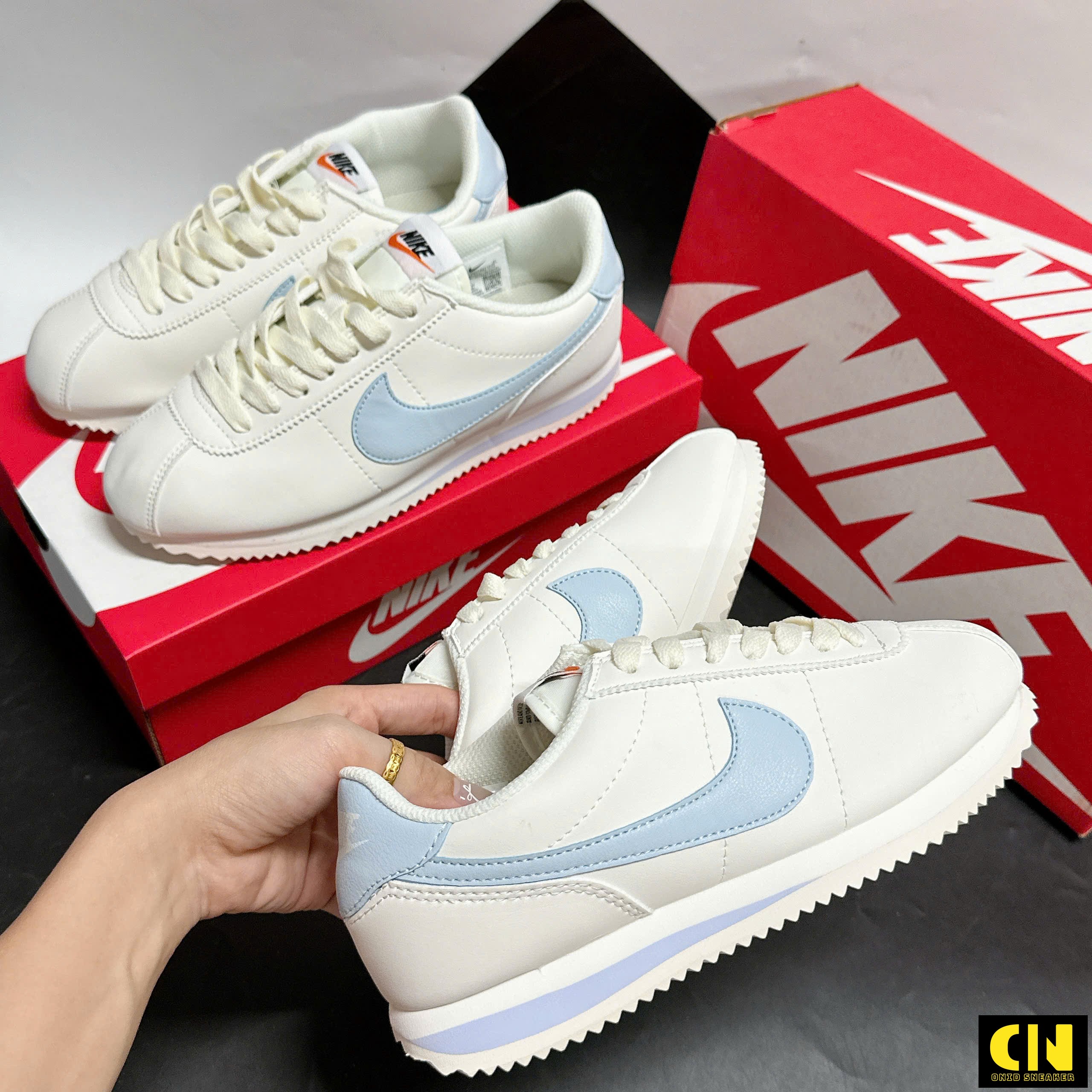 Giày Nike Cortez Trắng Xanh Light Armory Blue Giày Nike Cortez Trắng Xanh Light Armory Blue