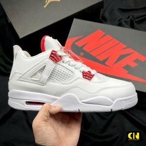Giay Sneaker Nike Air Jordan 4 Metallic Red Do Trang Giày Sneaker Nike Air Jordan 4 Metallic Red Đỏ Trắng