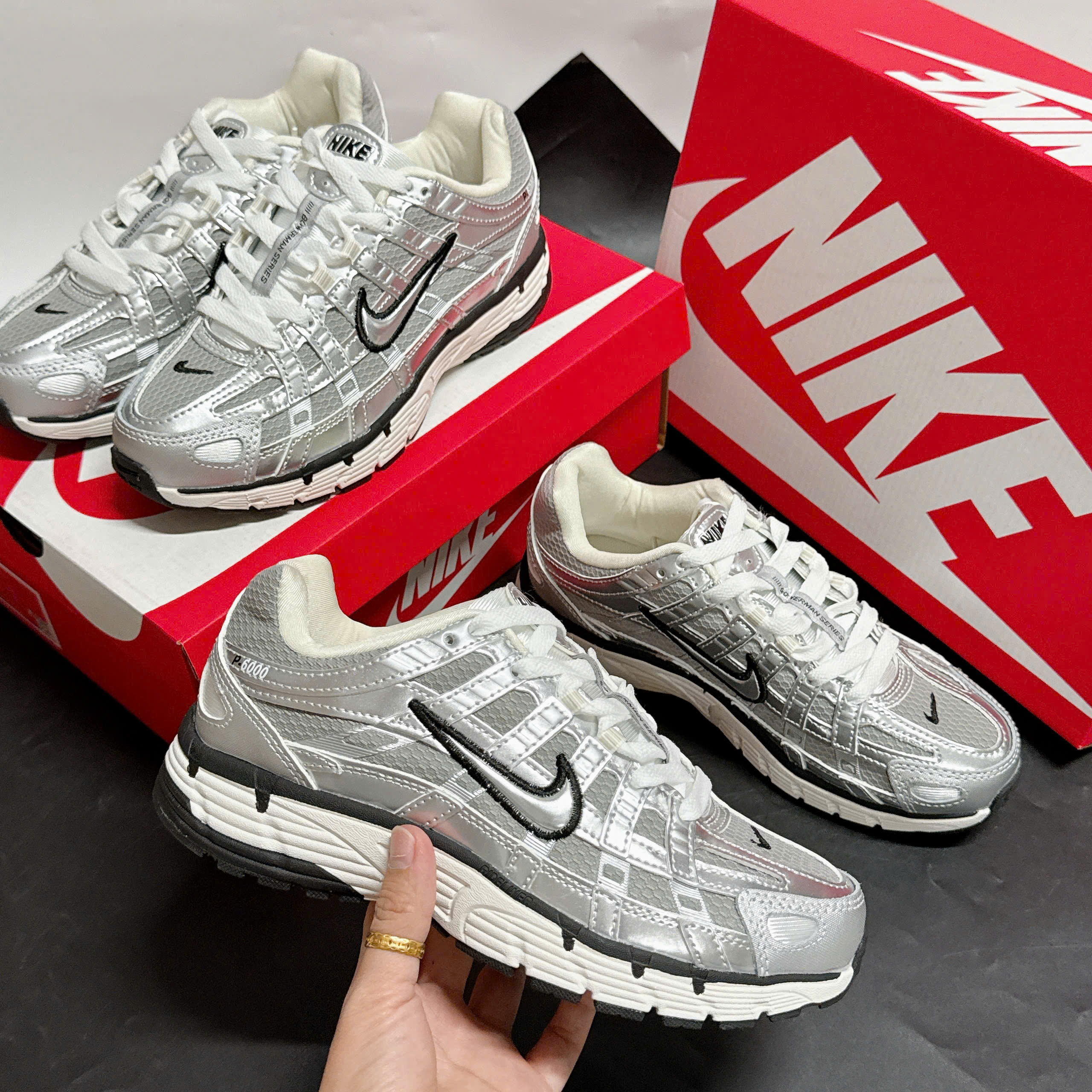 Giày Thể Thao Nike P-6000 Màu Bạc Trắng Giày Thể Thao Nike P-6000 Màu Bạc Trắng