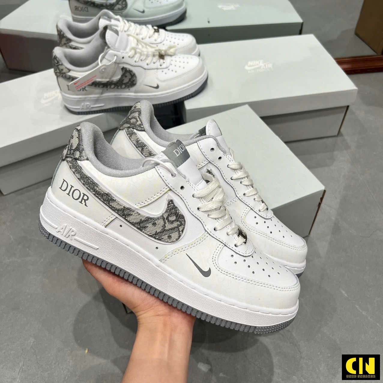 Giày Casual Nike Af1 Dior Denim White Grey Giày Casual Nike AF1 Dior Denim White Grey