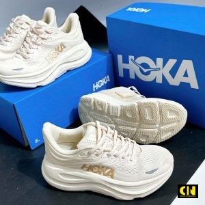 Giay Hoka Bondi 9 Phien Ban Wide White Vanilla Giày HOKA Bondi 9 Phiên Bản Wide White Vanilla