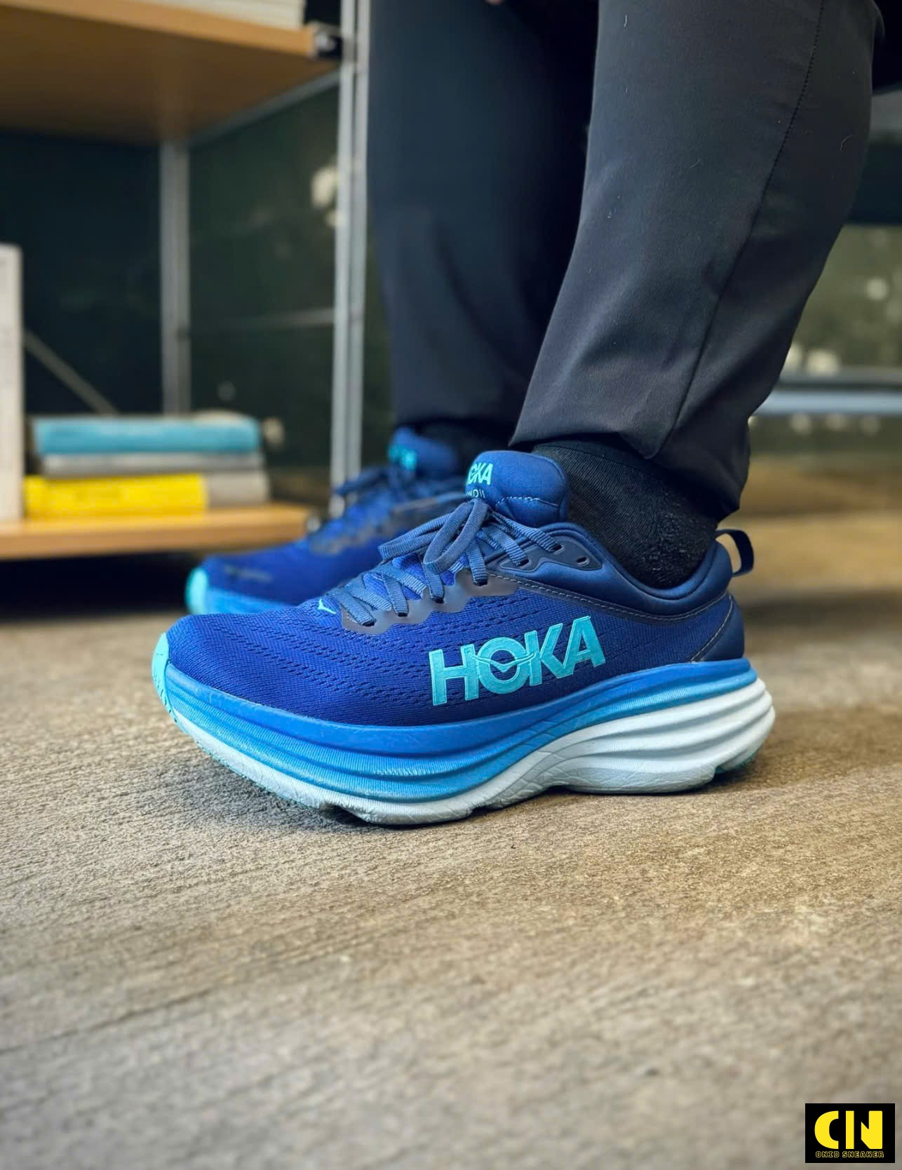 Giày Hoka One One Bondi 8 Blue Trắng Xanh Blue Giày Hoka One One Bondi 8 Blue Trắng Xanh Blue