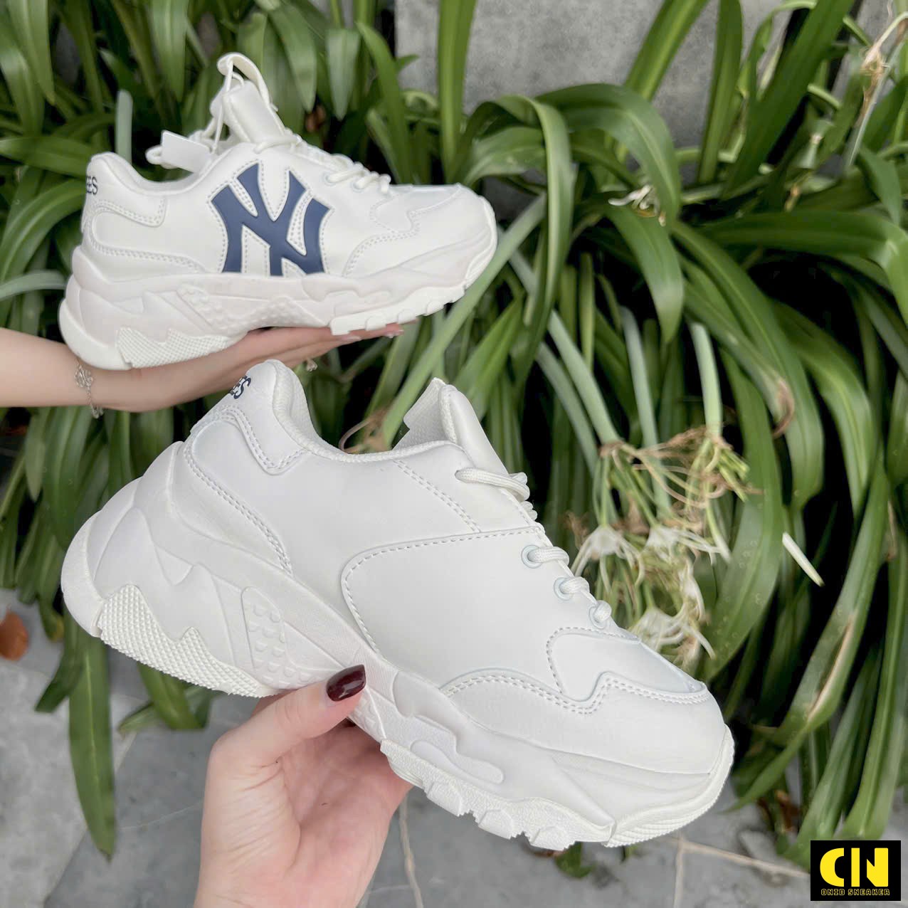 Giày Mlb Bigball Chunky Window Ny Trắng Xanh Navy Giày MLB BigBall Chunky Window NY Trắng Xanh Navy