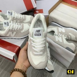 Giay New Balance 574 Mau Trang Kem De Xam Ghi Giày New Balance 574 Màu Trắng Kem Đế Xám Ghi