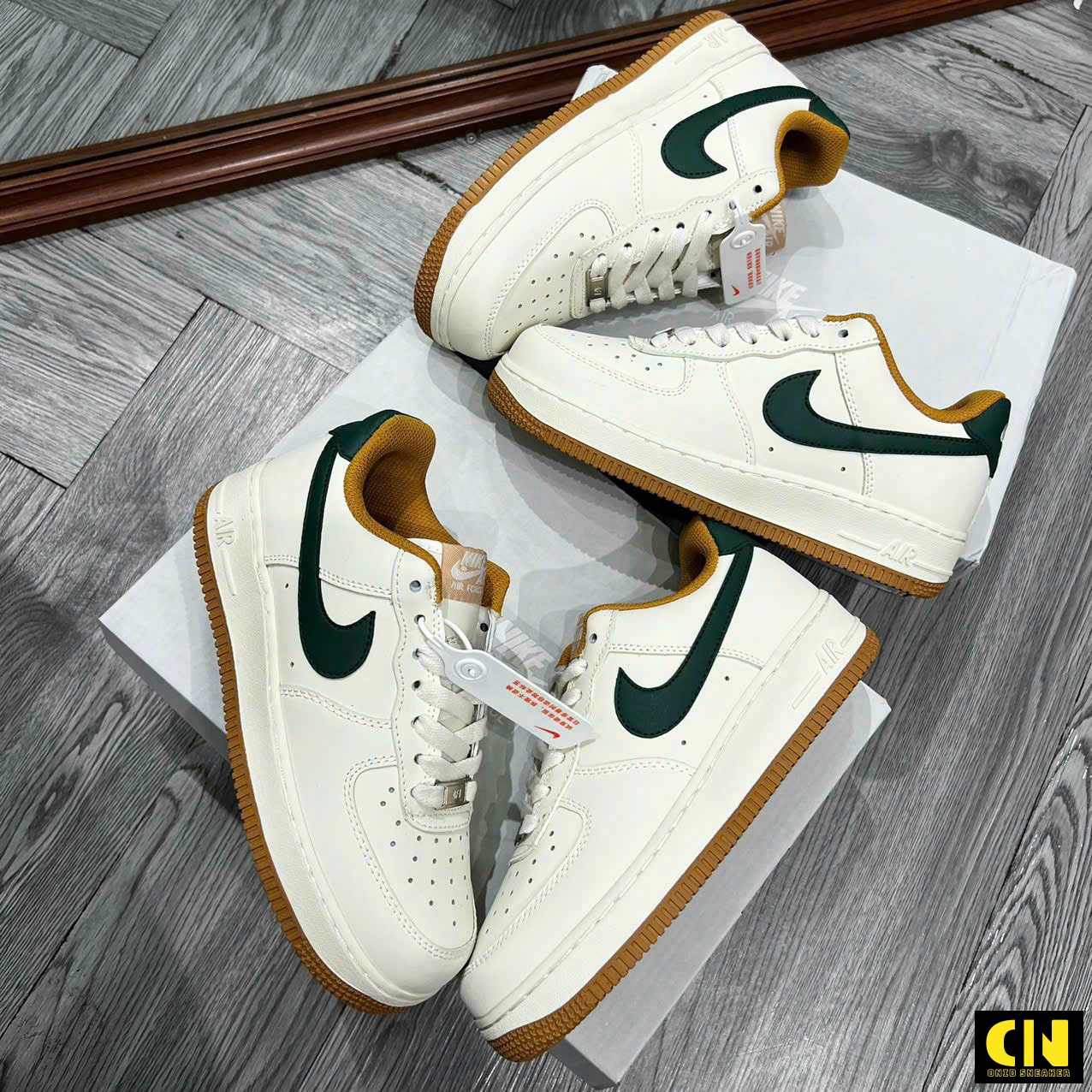 Giày Nike Air Force 1 Cream White Beige Green Gum Giày Nike Air Force 1 Cream White Beige Green Gum