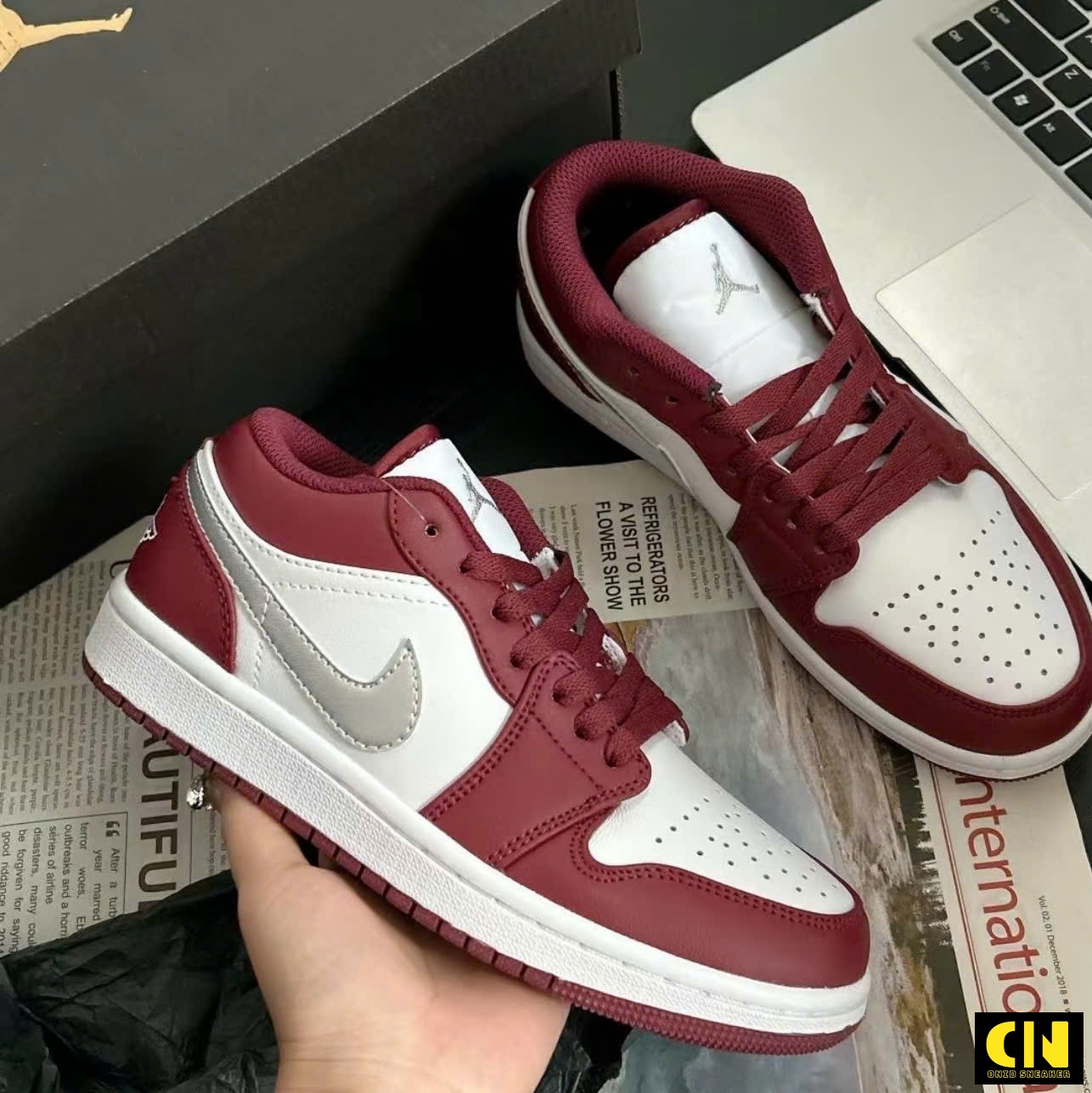 Giày Nike Air Jordan 1 Low White Bordeaux Giày Nike Air Jordan 1 Low White Bordeaux