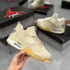 Giay Nike Air Jordan 4 Mau Trang Kem Off White Sail Giày Nike Air Jordan 4 Màu Trắng Kem Off-White Sail