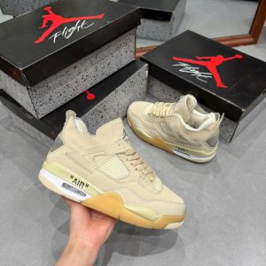 Giay Nike Air Jordan 4 Retro Off White Mau Trang Kem Giày Nike Air Jordan 4 Retro Off-White Màu Trắng Kem