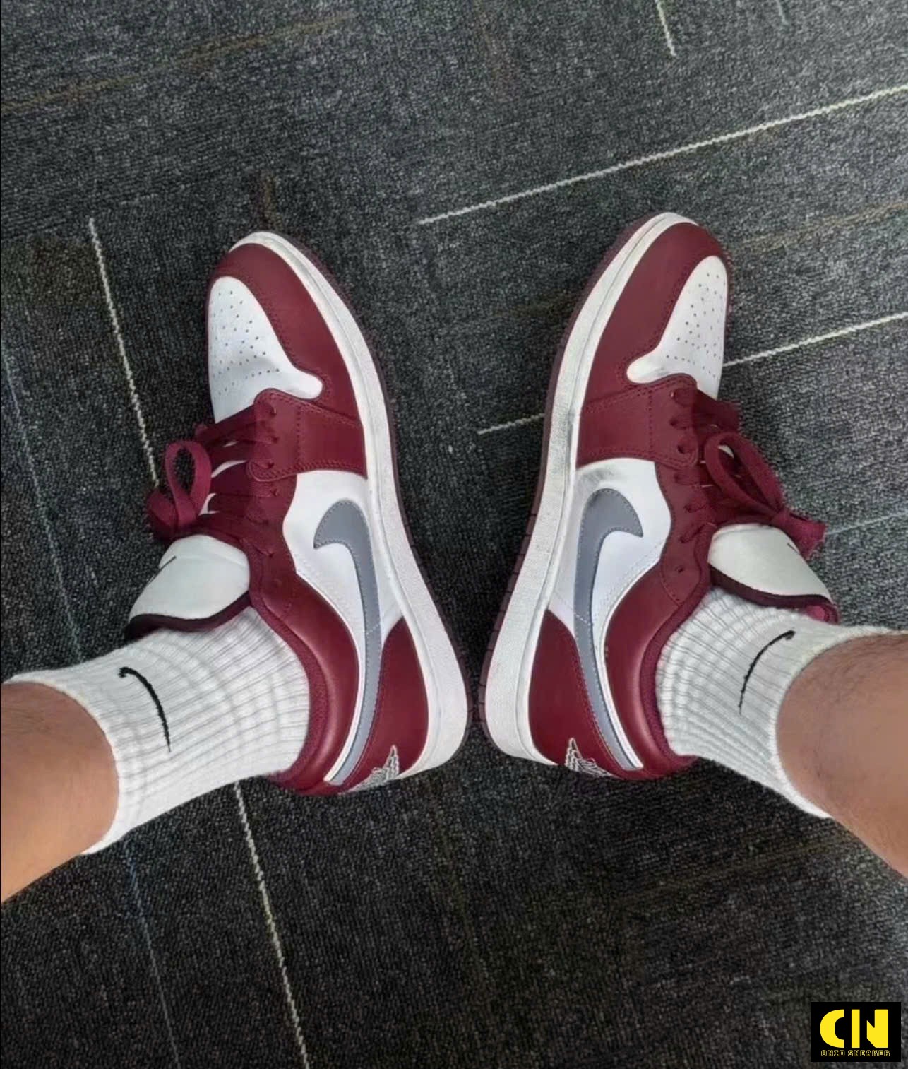 Giày Nike Jordan 1 Cổ Thấp Đỏ Xám Bordeaux Red Giày Nike Jordan 1 Cổ Thấp Đỏ Xám Bordeaux Red