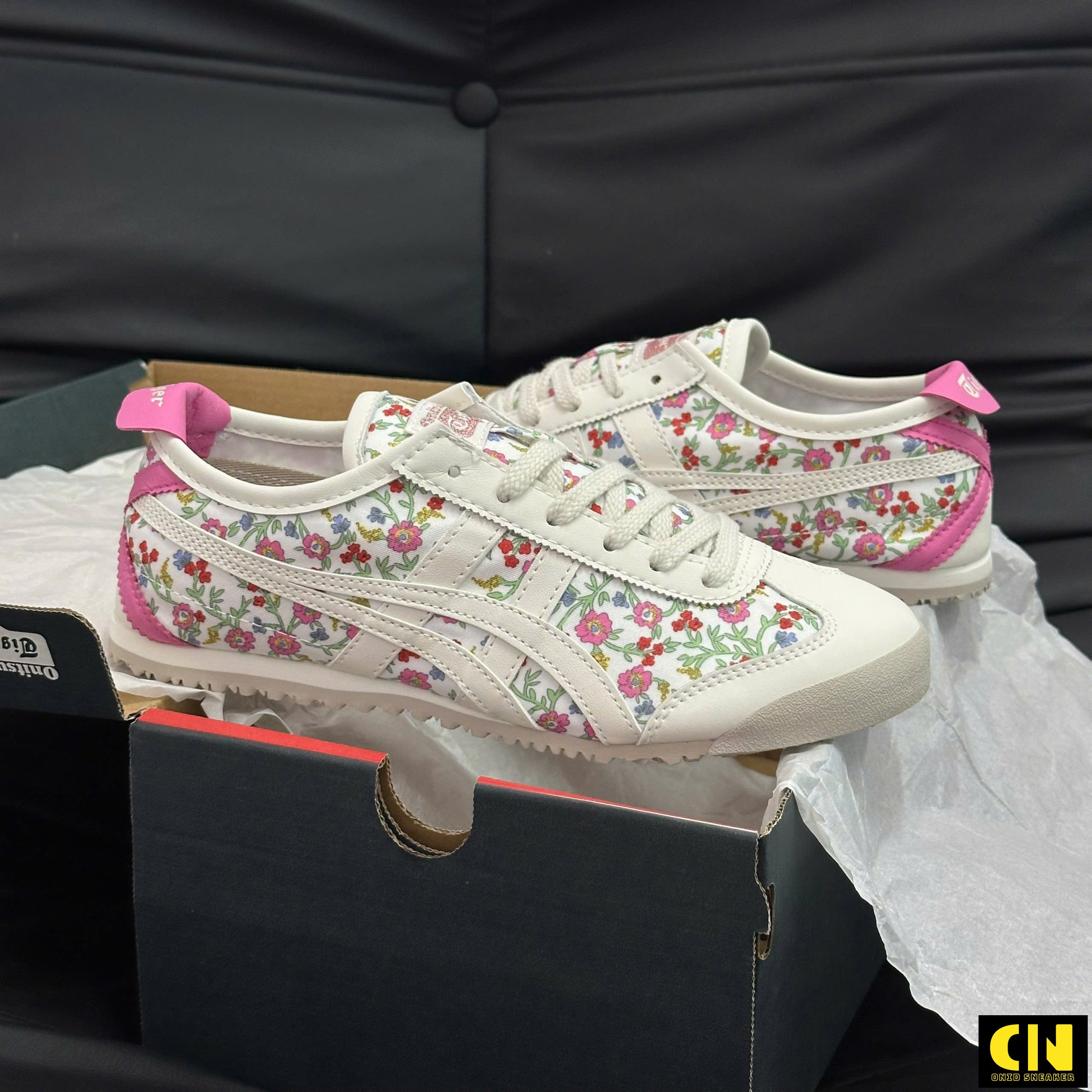 Giày Onitsuka Tiger Mexico 66 Cream Pink Floral Hoa Nhí Giày Onitsuka Tiger Mexico 66 Cream Pink Floral Hoa Nhí