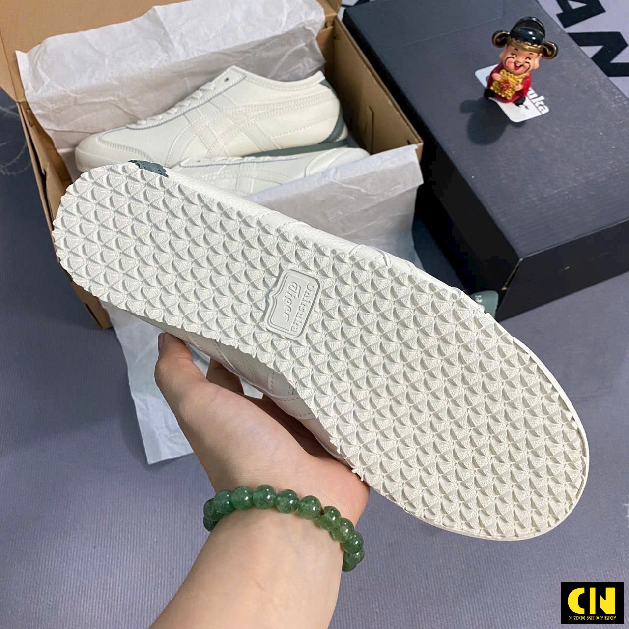 Giày Onitsuka Tiger Unisex Mexico 66 Cream Trắng Xanh Rêu Giày Onitsuka Tiger Unisex Mexico 66 Cream Trắng Xanh Rêu