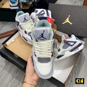 Giay Sneaker Co Lung Jordan 4 Military Blue Giày Sneaker Cổ Lửng Jordan 4 Military Blue