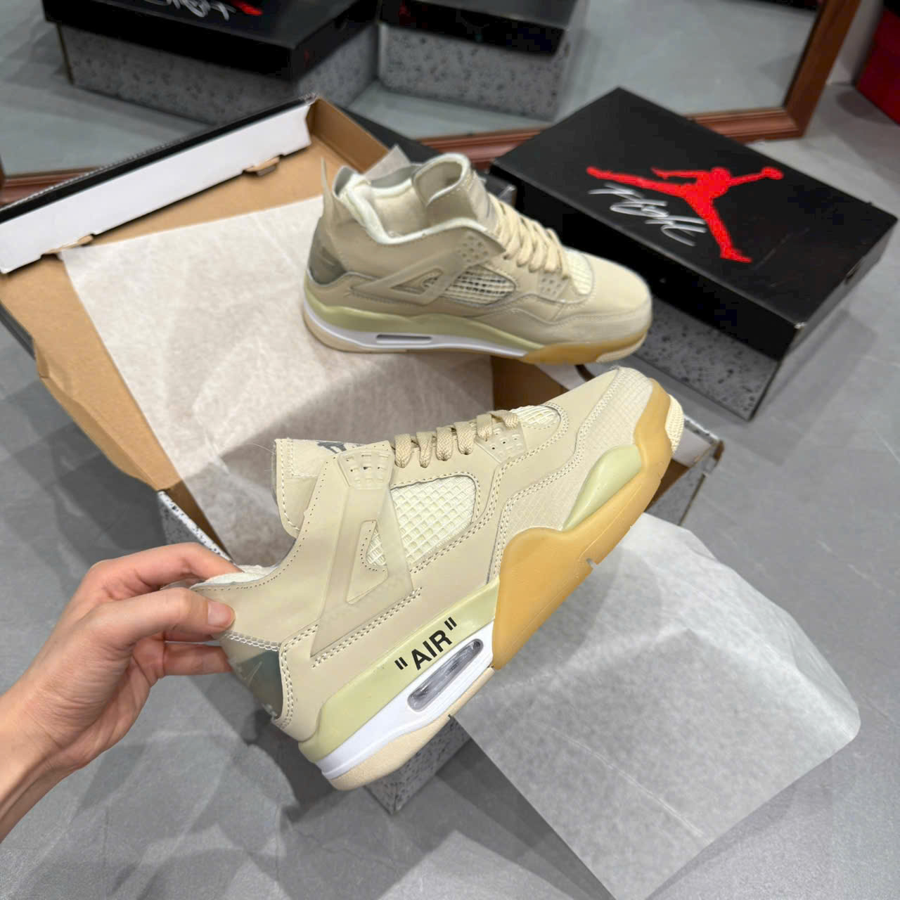 Giày Sneaker Đường Phố Air Jordan 4 Off-White Sail Giày Sneaker Đường Phố Air Jordan 4 Off-White Sail