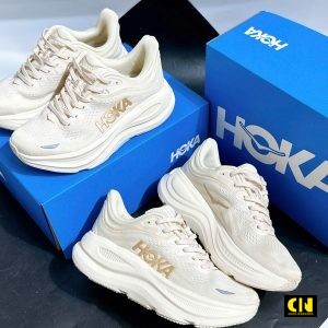 Giay Sneaker Hoka Bondi 9 Ban Wide Trang Kem Giày Sneaker HOKA Bondi 9 Bản Wide Trắng Kem