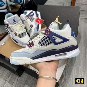 Giay Sneaker Nam Jordan 4 Ban Phoi Mau Xanh Trang Giày Sneaker Nam Jordan 4 Bản Phối Màu Xanh Trắng