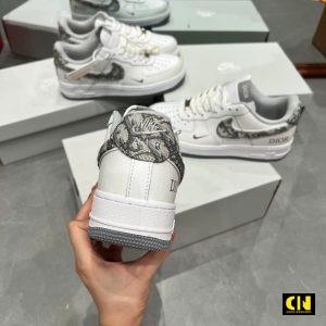 Giay Sneaker Nam Nu Nike Af1 Dior Denim Xam Trang Giày Sneaker Nam Nữ Nike AF1 Dior Denim Xám Trắng