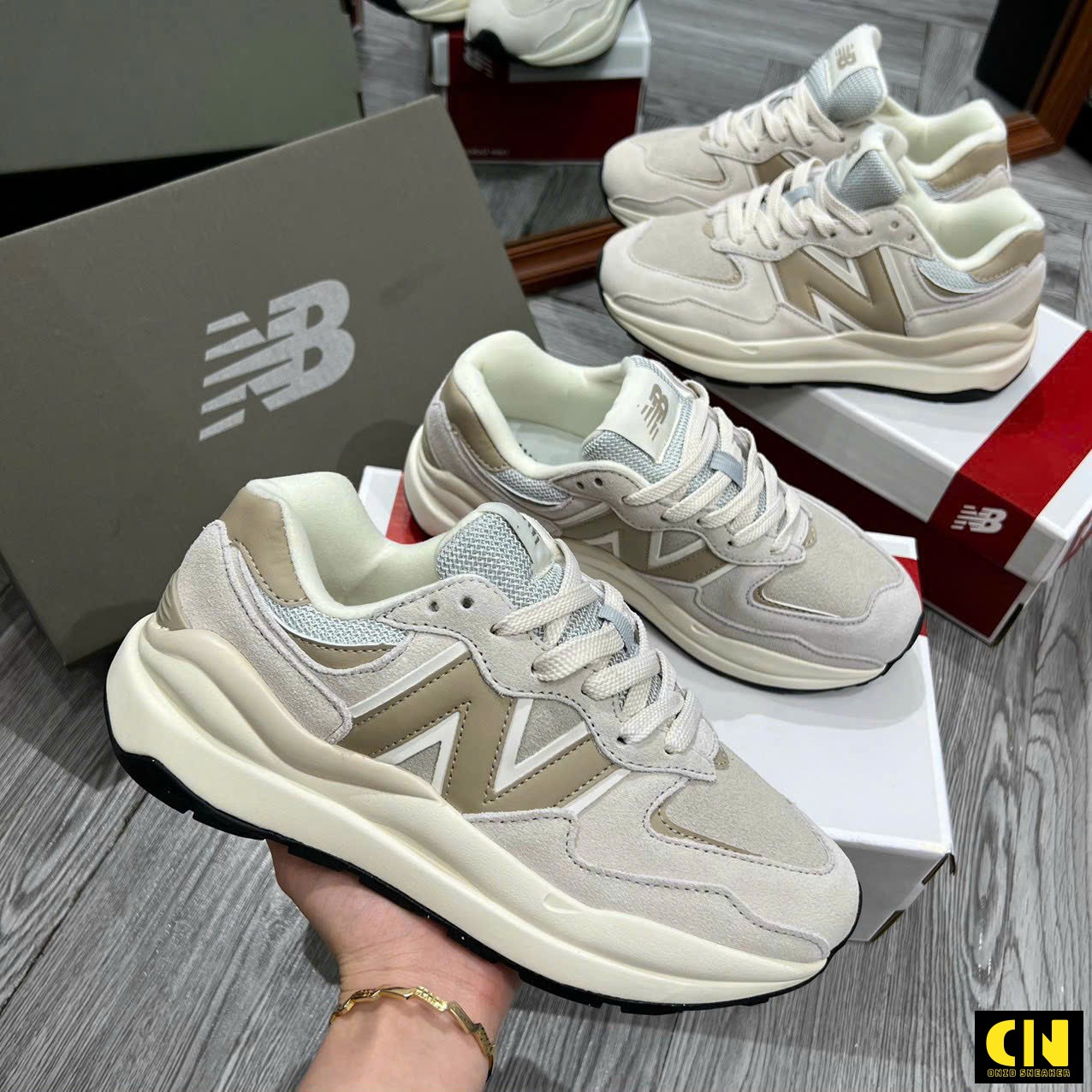 Giày Sneaker New Balance 5740 Màu Be Kem Giày Sneaker New Balance 5740 Màu Be Kem