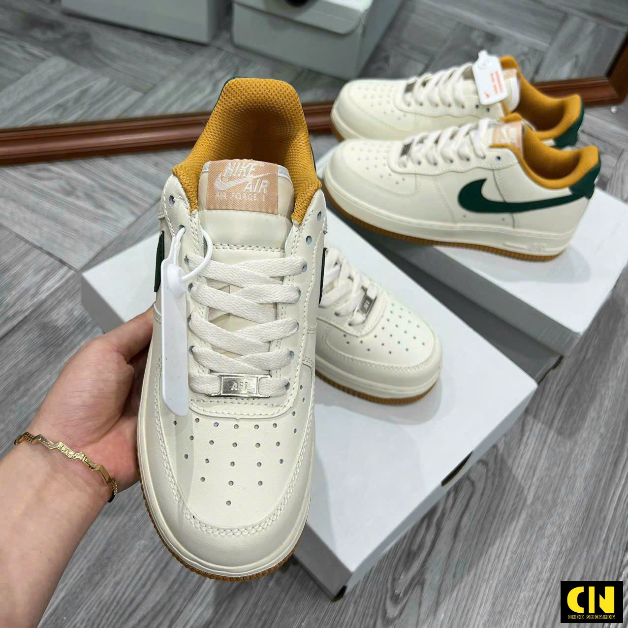 Giày Sneaker Nike Af1 Low Cream White Beige Green Gum Giày Sneaker Nike AF1 Low Cream White Beige Green Gum