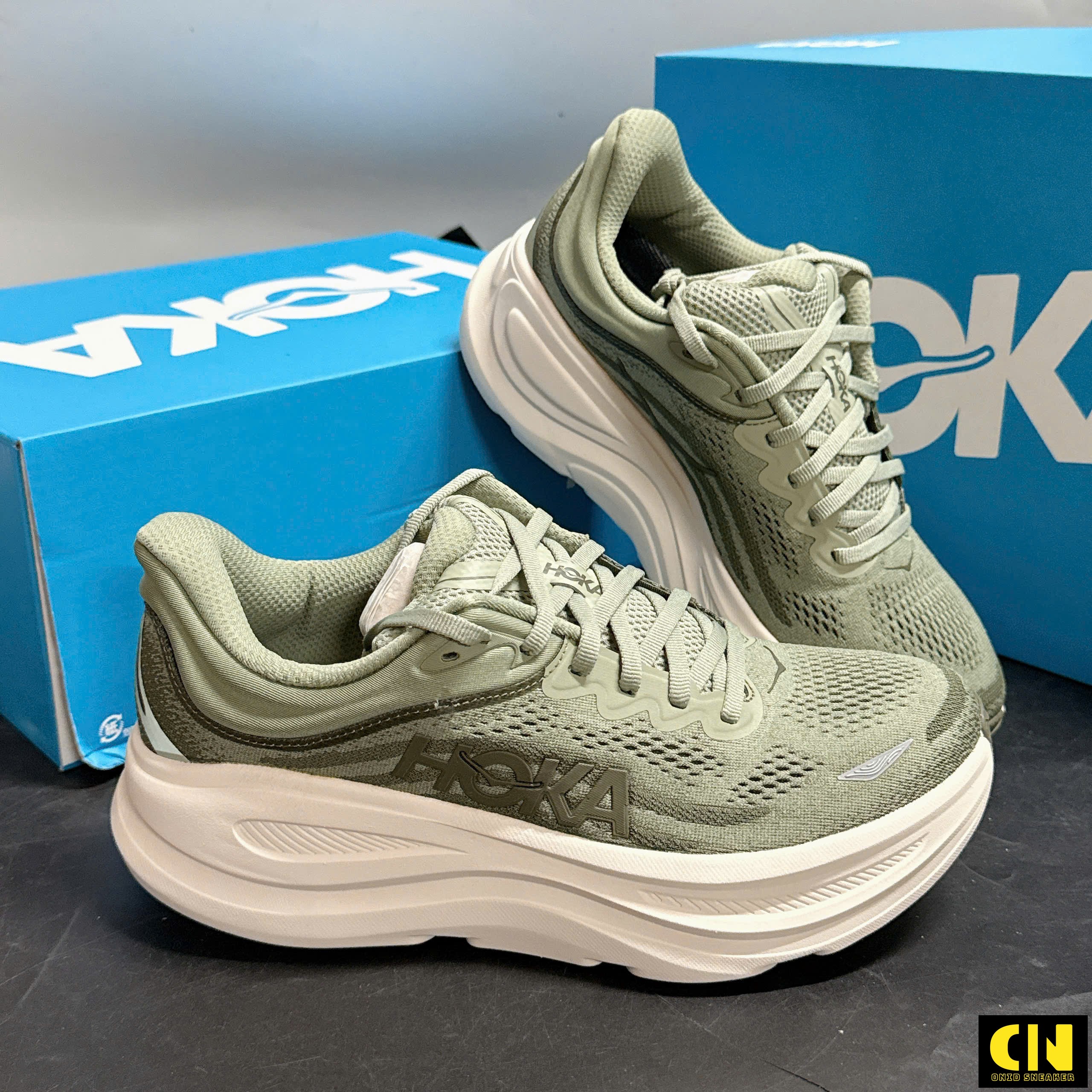 Giày Sneaker Thể Thao Hoka Bondi 9 Màu Xanh Rêu Giày Sneaker Thể Thao Hoka Bondi 9 Màu Xanh Rêu