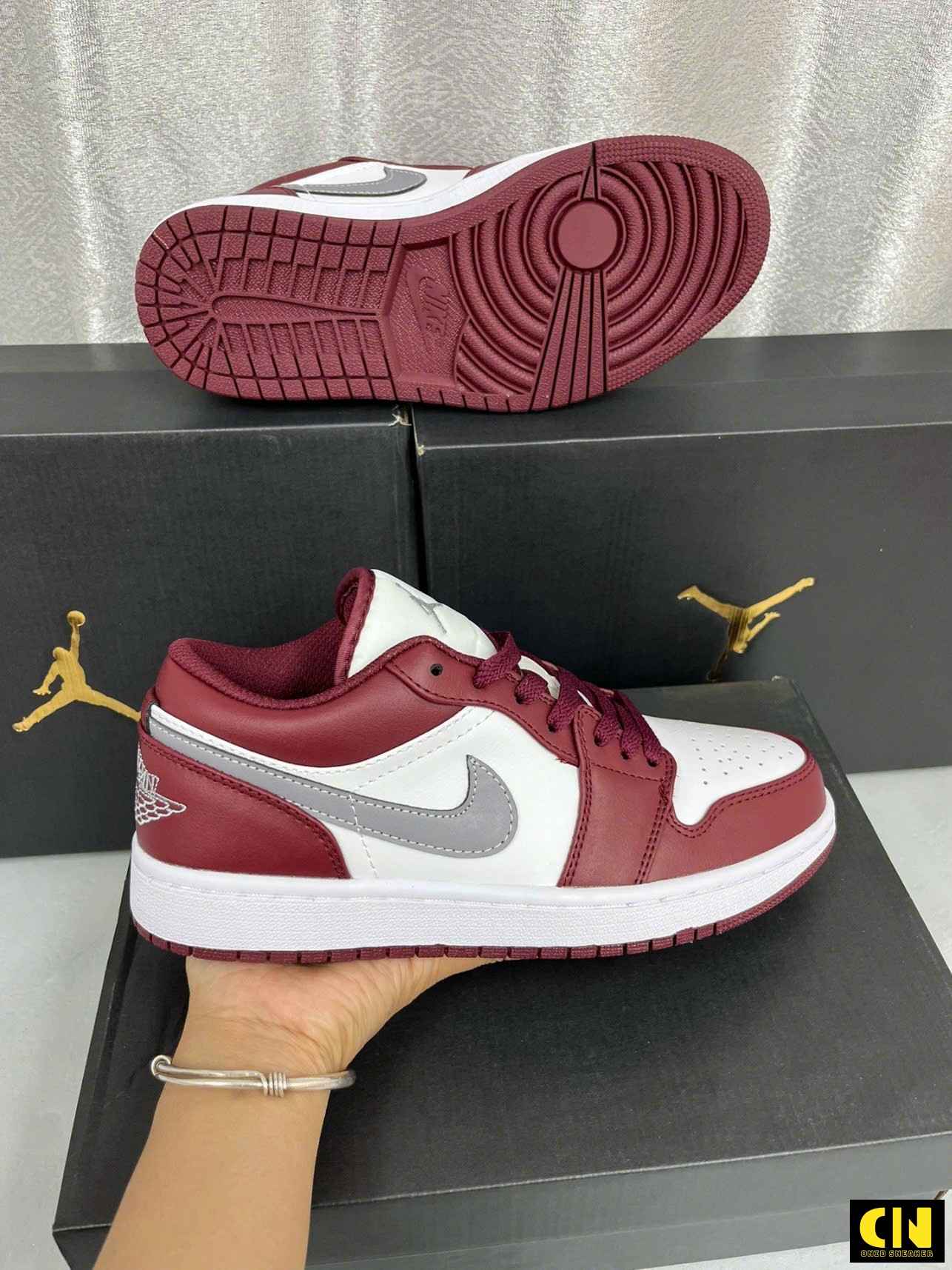 Giày Sneaker Unisex Nike Air Jordan 1 Low Đỏ Bordeaux Fullbox Giày Sneaker Unisex Nike Air Jordan 1 Low Đỏ Bordeaux Fullbox
