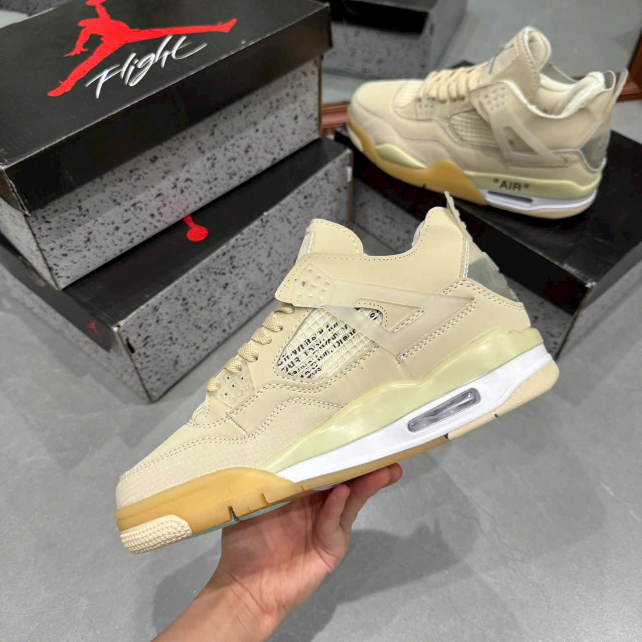 Giày Thể Thao Air Jordan 4 Retro Off-White Sail Cream Giày Thể Thao Air Jordan 4 Retro Off-White Sail Cream