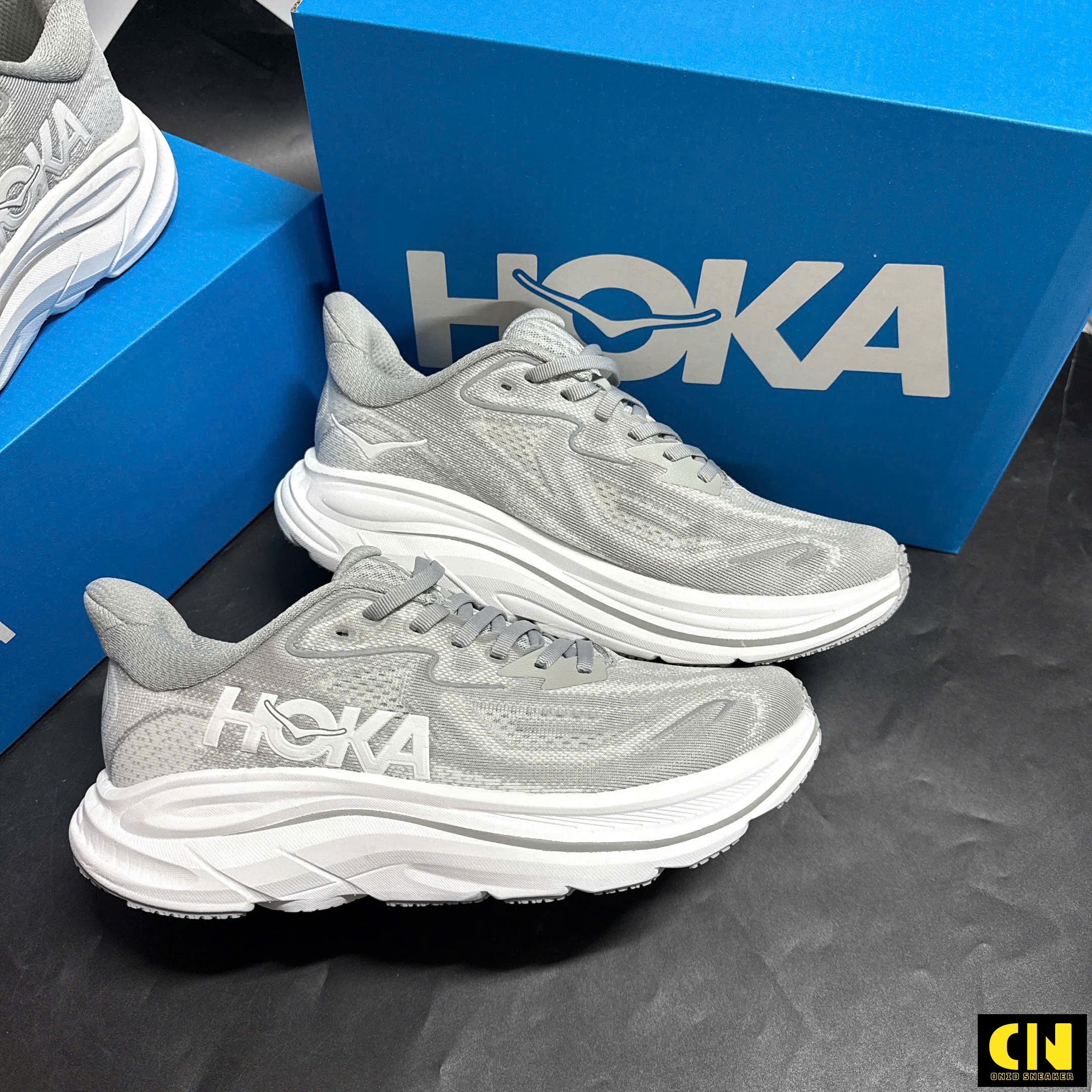 Giày Thể Thao Đường Phố Hoka Clifton 10 Xám Ghi Trắng Giày Thể Thao Đường Phố HOKA Clifton 10 Xám Ghi Trắng