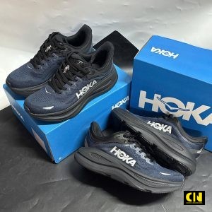 Giay The Thao Hoka Bondi 9 Mau Xanh Than Logo Trang Bac Giày Thể Thao Hoka Bondi 9 Màu Xanh Than Logo Trắng Bạc